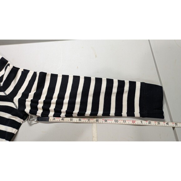 Ralph Lauren Black white Striped Pullover Sweat Shirt Top XL zip accent - Picture 7 of 7